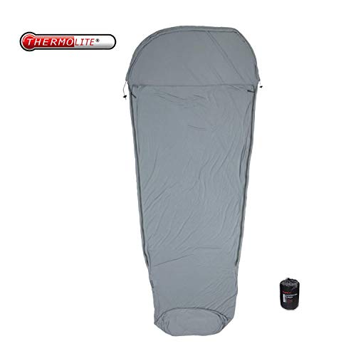 Browint Thermolite Travel Sheet with Double Zippers, 87"x42" Extra Large Sleep Sack for Hotel, Rectangular with Pillow Pocket & Mummy Sleeping Bag Liner for Camping; Breathable Stretchy Thermal Liner