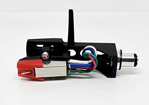 Cartridge and Stylus, Elliptical needle and Black Headshell with mounting bolts for Pioneer PL50, PL518, PL512, PL530, PL630, PLA45D, PLA35, PL516, PL88FS, PL61