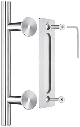 Barn Door Handle Hardware Stainless Steel Pull and Flush Door for Sliding or Wood Door Set includes Screw Mount