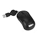 Computer Mini USB Wired Optical Travel Mouse Portable for Laptop, Notebook, Macbook with Retractable Cable by SOONGO - Black