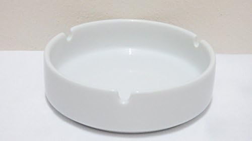(Set of 2) Amatahouse Elegant Stackable Ashtrays Royal Porcelain Classic White Round for Indoor &amp; Outdoor Home Décor # 0242