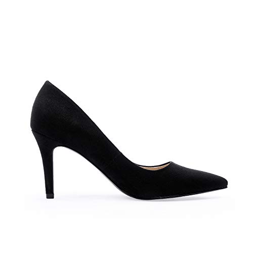 TIHOO Women's Classic Pointed Toe High Heel Dress Pumps Slip On Basic Shoes (9 M US, Black)