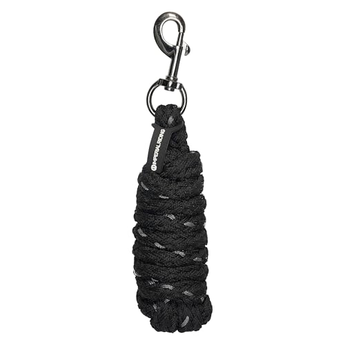 Imperial Riding IRH Deluxe Lead Rope with Lurex Thread, Carabiner Hook, Coated Nylon, Black
