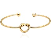 ONLYJUMP 14K Gold Plated Forever Love Knot Infinity Bracelets for Women Simple Delicate Open Adjustable Love Heart Cuff Bracelet Minimalist Knot Bangles Bracelet Fashion Jewellery Gift