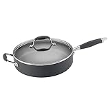 Anolon 81887 Advanced Hard Anodized Nonstick Saute Fry Pan with Helper Handle, 5 Quart, Gray