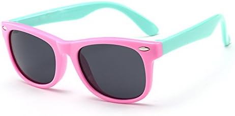 IWOCH Rubber Flexible Kids Polarized Sunglasses for Baby Girls age 3-10 Pink Mint