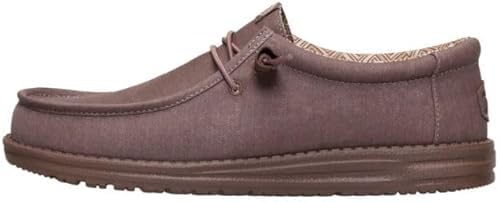 HEYDUDE Wally Stretch Canvas Deep Taupe Size 9, Men’s Shoes, Slip-on Loafers, Comfortable & Light-Weight Image