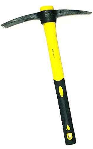Knights Of Armur Weeding Mattock Hoe, Pick Axe 15-Inch, One Piece Intact Drop Forged, Plastic Coated Fiberglass Handle, 1.4LB