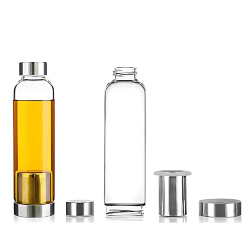 Garrafa de Vidro com Infusor e Capa Neopreme 550ml Preto – Ideal para Chá, Água Saborizada e Bebidas Naturais
