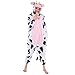 Spooktacular Creations Cow Pajama, Plush Cow Costume One Piece Cow Outfit Hooded, Pink Cow Halloween Costume Sleepwear for Halloween Cosplay Animal Themed Parties(Large)