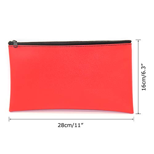 Omitfu 4Pcs Bank Deposit Bags Leatherette Money Pouch Cash Coin Receipt Bag with Zipper 11x6 Inch
