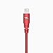 Tech Armor Apple MFi Certified Lightning Cable to USB A - 6FT Red - Tough-Braided Extra-Strong Jacket - Sync/Charge iPhone & iPad