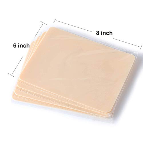 Blank Tattoo Skin Practice, 8x6 inch Double Sides Tattooing and Microblading Eyebrow Practice Skin Silicone Pads for Tattoo Supplies, Perfect for Beginners and Experienced Tattoo Artists (5 pcs)