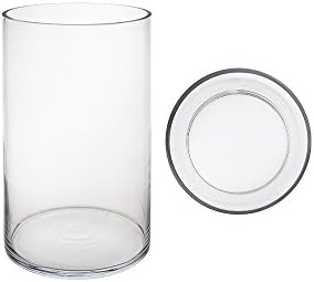 Cylinder Vase 6 Inch x 10 Inch, Decorative Clear Glass with Sturdy Base, Wedding Centerpieces, Flower Bouquets, Home Décor, Celebrations, Parties, Event Planning, Arts & Crafts