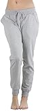 ToBeInStyle Women's Solid Print French Terry Jogger Pants - Heather Grey - Large