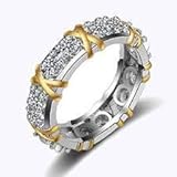 Lovely Ring - Eternity Diamonique 10KT White&Yellow Gold Filled Wedding Band Ring Size8