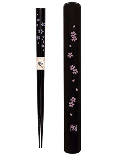 Happy Sales HSKS7/B, Travel Chopstick with Case, Black Pink Sakura Cherry Blossom - //coolthings.us