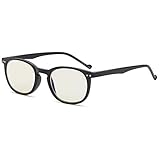 GAMMA RAY 010 Slim Vintage Computer Readers Reading Glasses Anti Reflective Anti Glare Anti Eyestrain Lens for Digital Screens, UV400 Protection - 0.00x in Black
