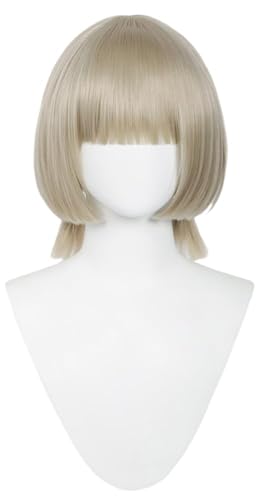 KAPVXRKI Cosplay Wig Women Short Wig with Bangs Colorful Game Role Playing Wig Heat Resistant Synthetic Wigs for Halloween Costume Party Role Play (Griege)