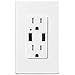 TOPELE High Speed USB Charger Outlet, 4.2a USB Wall Charger with 15A Tamper-Resistant Duplex Receptacle, Child Proof Safety, Wall Plates Included, UL Listed, White
