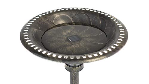 Sun-Ray 811010 Beacon Point Bird Bath with LED Solar Powered Light, for Garden, Lawn, Outdoor - Brushed Bronze, 30" - Thumbnail 2