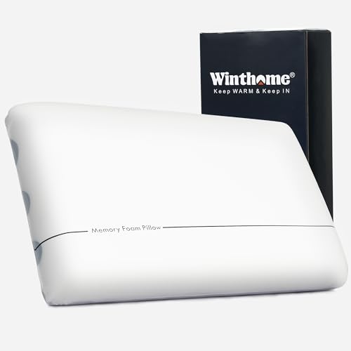 Winthome Memory Foam Pillow, Soft and Comfortable, Double-Sided Design, 0 Glue, Neck Support Pillow, Suitable for Face Up, Side and Back Sleeping, 60x40x10cm