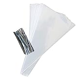 Pack of 200, The Elixir Party Polypropylene Crystal Clear Cellophane Cone Shaped Treat & Favor Bags, 6 x 12 inch
