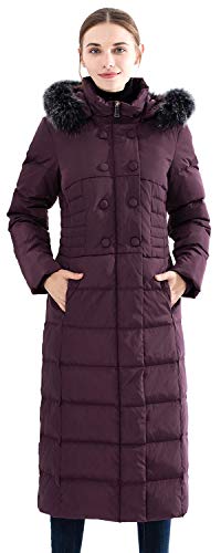 Obosoyo Women's Hooded Thickened Long Down Jacket Maxi Down Parka Puffer Coat Purple S (Best Way To Wash Down Jacket)