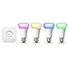 Philips Hue 471960 60W Equivalent White and Color Ambiance Kits, 3rd Generation, Compatible with Alexa (4 White and Color Ambiance Bulb + Bridge) (Renewed)