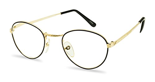 Small Vintage Aviator Style Metal Frame Reading Glasses | Gold and Silver Frame (Black | Gold, 1.00)