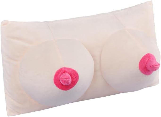 FakeFace Creative Breasts Pillow Cushion Funny Boobs Throw Pillow Novetly Sexy Chest Plush Stuffed Cushion for Home Bedroom Sleep Prank Christmas Birthday Gifts (Women(S-17.7inch))