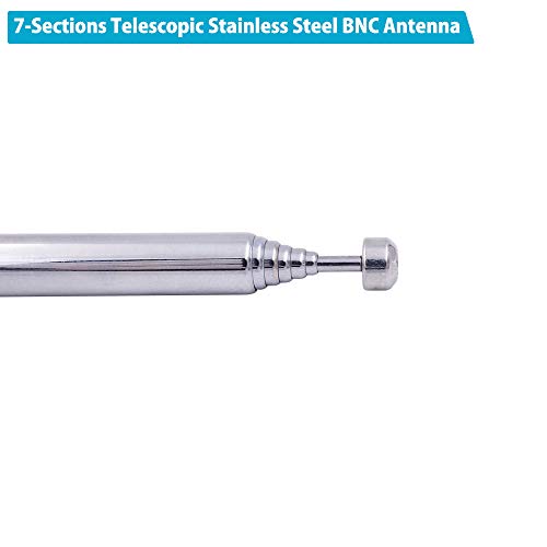 Fancasee BNC Radio Antenna with BNC Male Plug Jack Connector Adapter Telescopic Stainless Steel HF VHF UHF Antenna for Portable Handheld Radio Scanner FM Transmitter Wireless Microphone Receiver