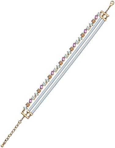 Fashionest Label Selena Choker - Color Pop Crystal Glams Up - 12'' with 3" Extender Leather Choker