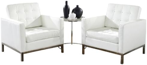 Loft Leather Armchairs and Eileen Gray Side Table Set White Color