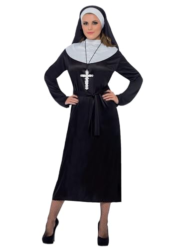 Smiffys Nun Costume, Black Halloween und Karneval
