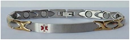 Stainless Steel Medical Alert MD Ladies' Link Magnetic Therapy Bracelet