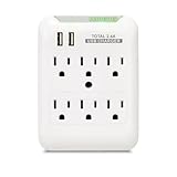 RND Charging station with 6 AC Outlets and 2 USB ports Surge Protector for iPads, iPhones, Tablets, Smart Phones, any USB Device (white)