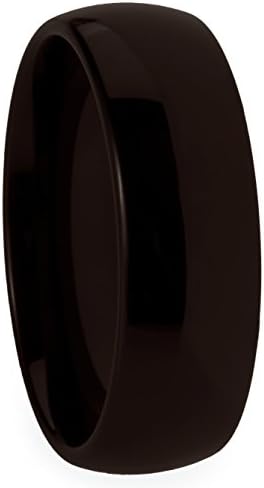 Brown Ceramic Ring - 8mm Width. Domed & Polished. (Avail. Sizes 5 to 14).