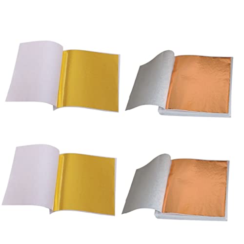 ABOOFAN 200sheets Imitation Foil Paper for Manicure and Crafting Each Gold and Rose Gold for Arts Gilding Decoration and Nail Designs Easy to Use Multi-Colored Options
