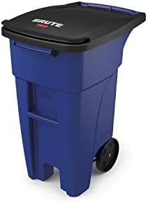Rubbermaid Commercial Products BRUTE Step-On Rollout Waste/Utility Container, 32-gallon, Blue (1971943)