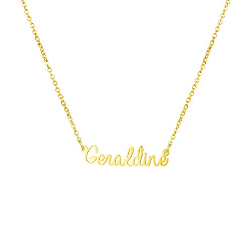 Women Jewelry Name Necklace Big Initial Gold Plated