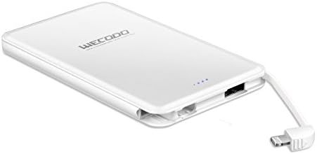 WECODO Power Bank 5000mAh Slim Portable Battery Charger Built in Lightning & Micro USB Cable Pocket External Battery Pack with LED Indicator for iPhone 7/6 plus iPad Android Samsung LG Cell Phones