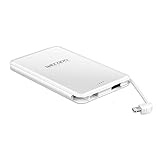 WECODO Power Bank 5000mAh Slim Portable Battery Charger Built in Lightning & Micro USB Cable Pocket External Battery Pack with LED Indicator for iPhone 7/6 plus iPad Android Samsung LG Cell Phones