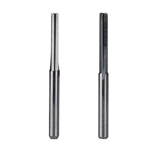 HQMaster 1/8" Shank Double Edged Straight Router Bits Straight End Mill Milling Cutter 2 Flutes CNC Cutting Tungsten Steel Straight Slot Bit CEL 17mm, Pack of 10