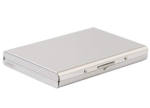 Business Card Holder, High-Grade Metal  Business Card Case for Bank Cards and ID Cards, Prevent Electronic Credit Card Scan Theft, Silver