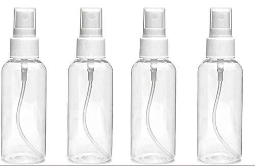 Copackr Spray Bottles, 2oz/60ml or 3.38oz/100ml Clear Empty Fine Mist Plastic Mini Travel Bottle Set, Small Refillable Containers (4x 60ml)