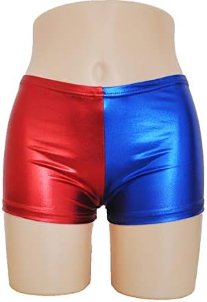 ROYASHA Womens Faux Leather Cosplay Blue Red Shorts Panties Jackety Neckalce