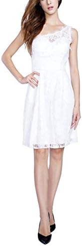 Balleay Bridesmaid Dress Flower Girl Dress Lace One Shoulder Midi Dresses BA6799 (Custom Size, White)