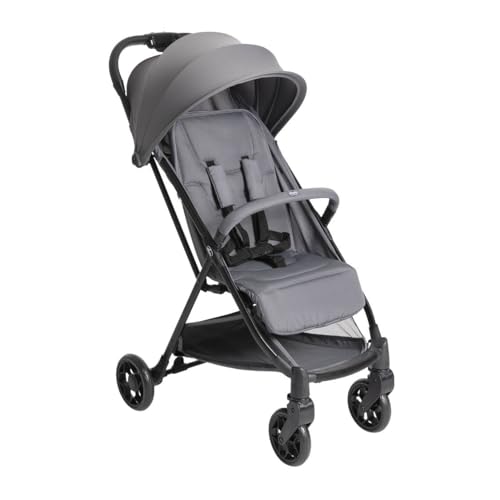 Urbino Silla de Paseo, Desde nascimiento hasta 22 Kg, Carrito Bebé, Plegado automatico con una sola mano, Compacto y Ligero, Capota con Protección UV50+, Respaldo Ajustable y Reclinable, Gris