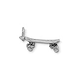Skateboard Charm with Movable Wheels Sterling